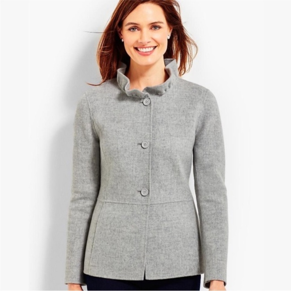 Talbots ruffle neck wool blazer jacket. Size 8.